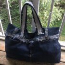 Allison Handmade Upcycled Reinvented Distressed Denim Jeans Rag Travel Bag Carry