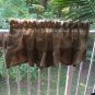 Natural Burlap Valance With Natural/Dark Brown Ruffles, Cottage Chic Valance/Cur