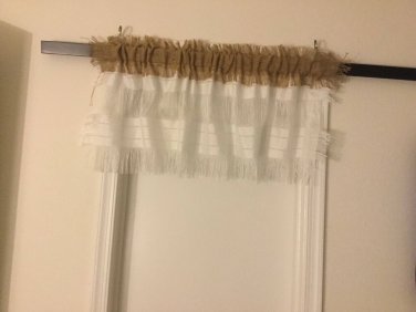 Natural Burlap/White Linen Blend Valance/Curtain
