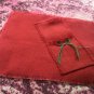 Red burlap placemats silverware/flatware pouches set with frayed edges