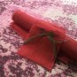 Red burlap placemats silverware/flatware pouches set with frayed edges