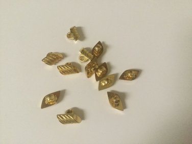 12 Goldtone Honeycomb Rectangular Slanted Shank Buttons 1/2" x 3/8"