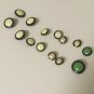 16 Black/Goldtone/Ivory/Navy//Green Shank Buttons, 1" and 3/4"