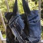 Upcycled Denim Jeans Patchwork Frayed Tote Bag Hobo Handbag