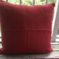 20 x 20 deep red burlap lined pillow cover with invisible zipper opening