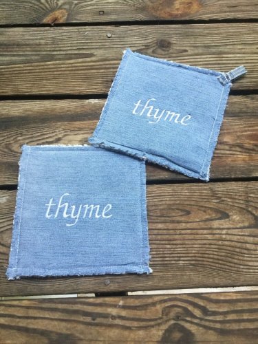 Upcycled Denim Jeans Personalized Pot Holders/Oven Mittens/Hot Pads