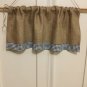 Natural Burlap French Country Valance/Curtain With 2 1/2" Black/White Gingham