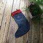 Upcycled Denim Jeans Stockings With Red Cuff Reinvented Jeans Stockings For