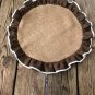 Round Natural Burlap/Dark Brown With White Muslin Piping Placemat/Centerpiece