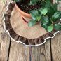 Round Natural Burlap/Dark Brown With White Muslin Piping Placemat/Centerpiece