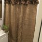 Natural Burlap Shower Curtain With Dark Brown Ruffle At The Top Custom Made Show