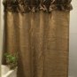 Natural Burlap Shower Curtain With Dark Brown Ruffle At The Top Custom Made Show