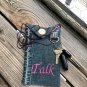 upcycled denim jeans crossbody multi function cellphone bag/purse