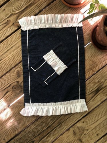 Matching Denim/Muslin  Placemat/Silverware Holder