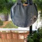 Upcycled Denim Jeans Handmade Round Shoulder Bag Rag Bag Tote Basket Bag