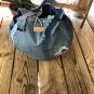 Upcycled Denim Jeans Handmade Round Shoulder Bag Rag Bag Tote Basket Bag