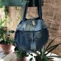 Round Upcycled Denim Jeans Patchwork Basket Style Shoulder Rag Tote  Bag