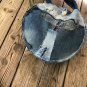 Round Upcycled Denim Jeans Patchwork Basket Style Shoulder Rag Tote  Bag