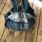 Round Upcycled Denim Jeans Patchwork Basket Style Shoulder Rag Tote Bag