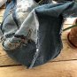 Round Upcycled Denim Jeans Patchwork Basket Style Shoulder Rag Tote Bag