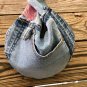 Upcycled Denim Jeans Japanese Knot Eco Friendly Wristlet Bag
