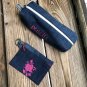 Recycled Denim Box Pencil Case Pencil Pouch Make Up Bag (Free Change purse)