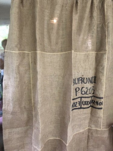 Upcycled Primitive Rustic Coffee Beans Bag Picture Frame Shower Curtain