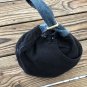 Upcycled Black/Multi Denim Jeans Japanese Knot Wristlet Eco friendly Bag