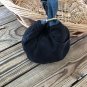 Upcycled Black/Multi Denim Jeans Japanese Knot Wristlet Eco friendly Bag
