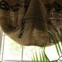 Upcycled Rustic/Primitive Coffee Beans Bag Waterfall Valance