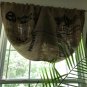 Upcycled Rustic/Primitive Coffee Beans Bag Waterfall Valance