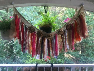 Handmade Burlap Multi Color Rag Tie Tattered Garland Banner