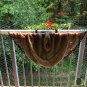 Natural Burlap Waterfall Valance With Black Pom Pom Ball Trimming