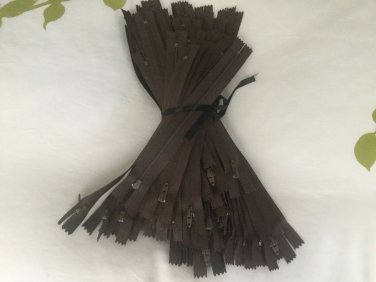 90 Brown 8" Nylon Coil Closed End Zippers