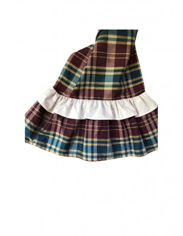 Plaid Table Runner With Plaid/Muslin Ruffled Ends