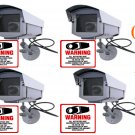 4 Outdoor Fake Dummy SECURITY Surveillance Cameras with 2 Free Video Warning Decals