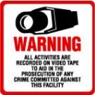 Commercial Grade Outdoor Indoor Security CCTV Video Warning Decal Deterrence, Security, Safety 4"x4"