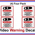 4 Pack Commercial Security, Surveillance Video CCTV Warning! Deterrence Decals -  #204  4"'x 4"