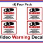 4 Pack Commercial Security, Surveillance Video CCTV Warning! Deterrence Decals -  #204  4"'x 4"
