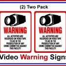 2 pk Commercial Grade Outdoor/Indoor Security Surveillance CCTV Video Warning! Sign #204