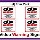 4 pk Commercial Grade Outdoor/Indoor Security Surveillance CCTV Video Warning! Sign #204