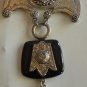80âs Vintage Silver Tone and Leather Necklace