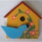 Wooden Hand painted Bird House Brooch