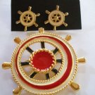 80’s Vintage Sea and Boat Caption Wheel Jewelry Set