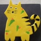 Large Hand painted Bright Yellow Cat Brooch