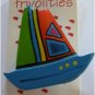 80&acirc;��s Vintage Hand Painted Wooden Sailboat Brooch