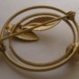 Vintage 50&acirc;��s Circle Autumn Fall Leaf Brooch w/ Rhinestones