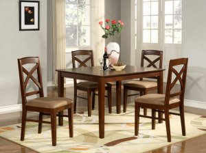 Lisbon 5-PC Rectangular Dinette Kitchen Table Set-Size 36"x 48".  In Mahogany.  SKU: LB5-MAH