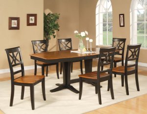 Ellington 9-Pc Dining Table Set-40&acirc;��X82&acirc;��-extension leaf- in Black & cherry.  SKU: EL9-BLK-W