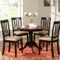 5-PC Antique Round Dinette Kitchen Table with 4 Chairs in Black & Saddle Brown. SKU#: AN5-BLK